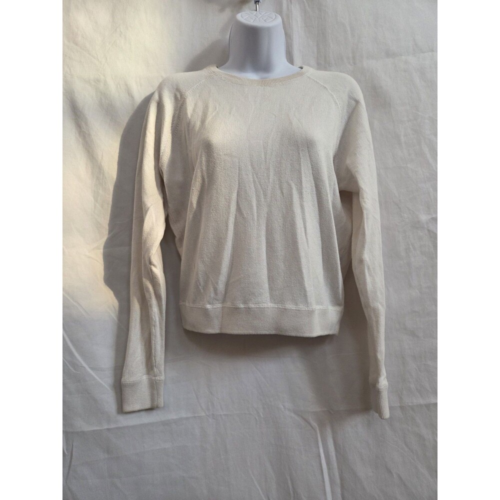 Naked Cashmere Organic Cotton Cashmere Blend Crewneck Sweater Ivory Cream XS